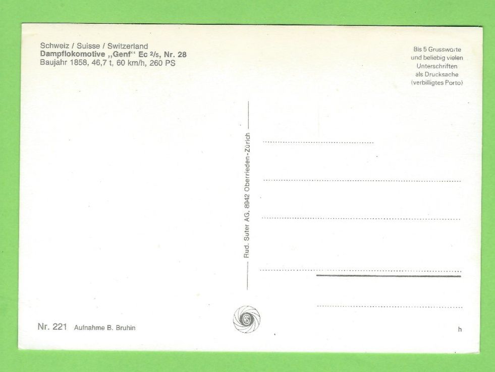 Cartoline postali: Dampflokomotive "Genf" – Usato da Zürich venduto da t24_de 1