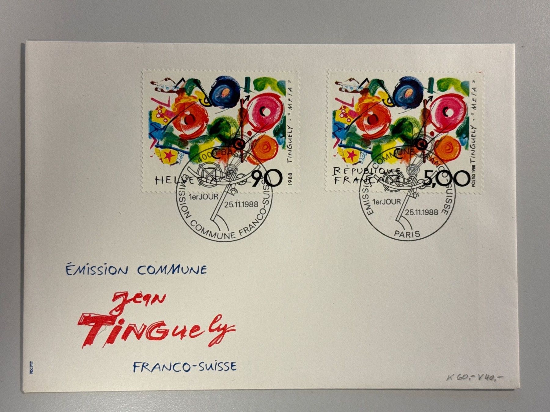 Alle Briefmarken: 1988 Jean Tinguely Brief – Gebraucht aus Küssnacht am Rigi von POSTOMASTER
