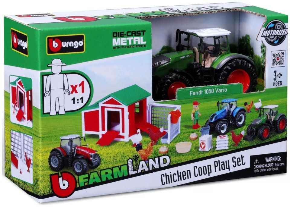 Giocattoli: Bburago Hühnerstall mit Traktor / Spielset – Nuovo e nell'imballaggio originale da Oensingen venduto da Liquidations-Shop 2