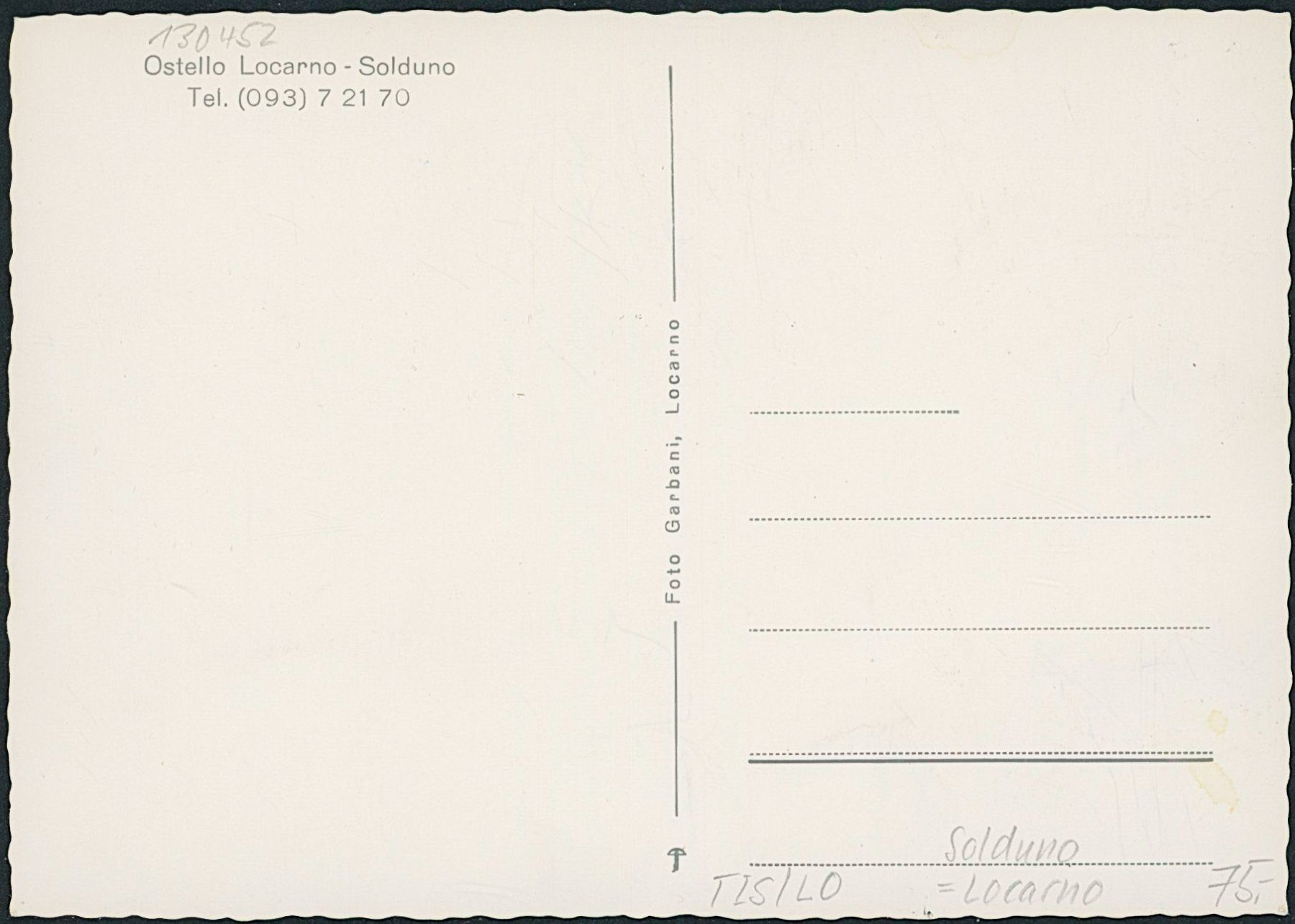 Cartoline postali: TIS Solduno - Locarno – Nuovo (secondo la descrizione) da Schindellegi venduto da stationary 1