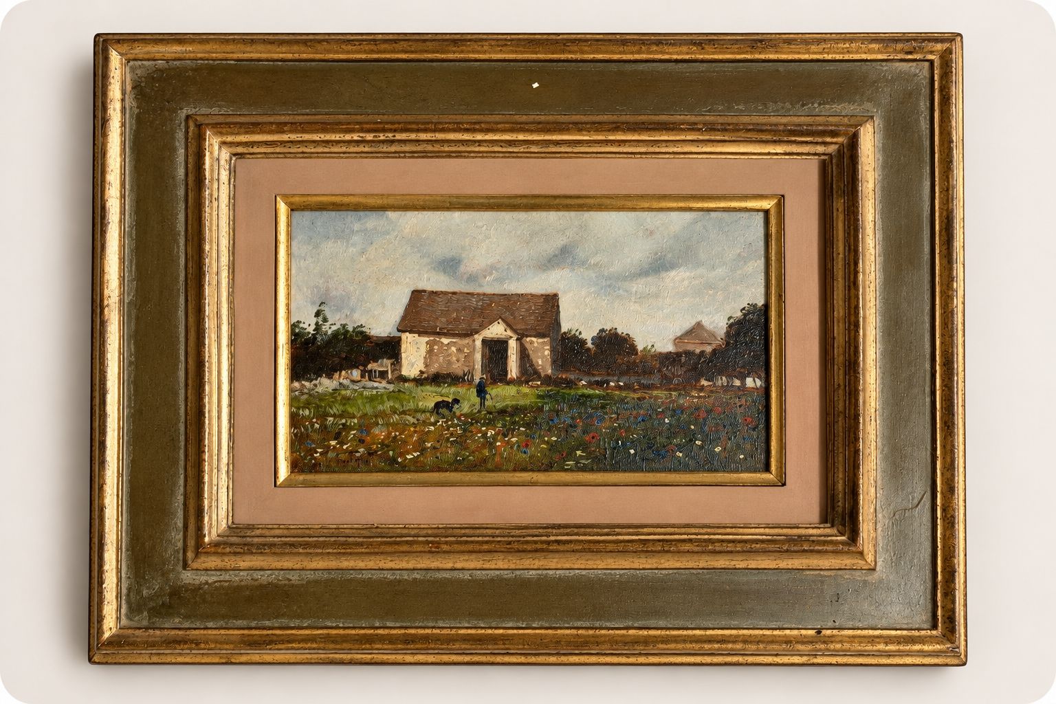 Tableau ancien – Paysage champêtre – Superbe cadre doré (D'occasion) à ...