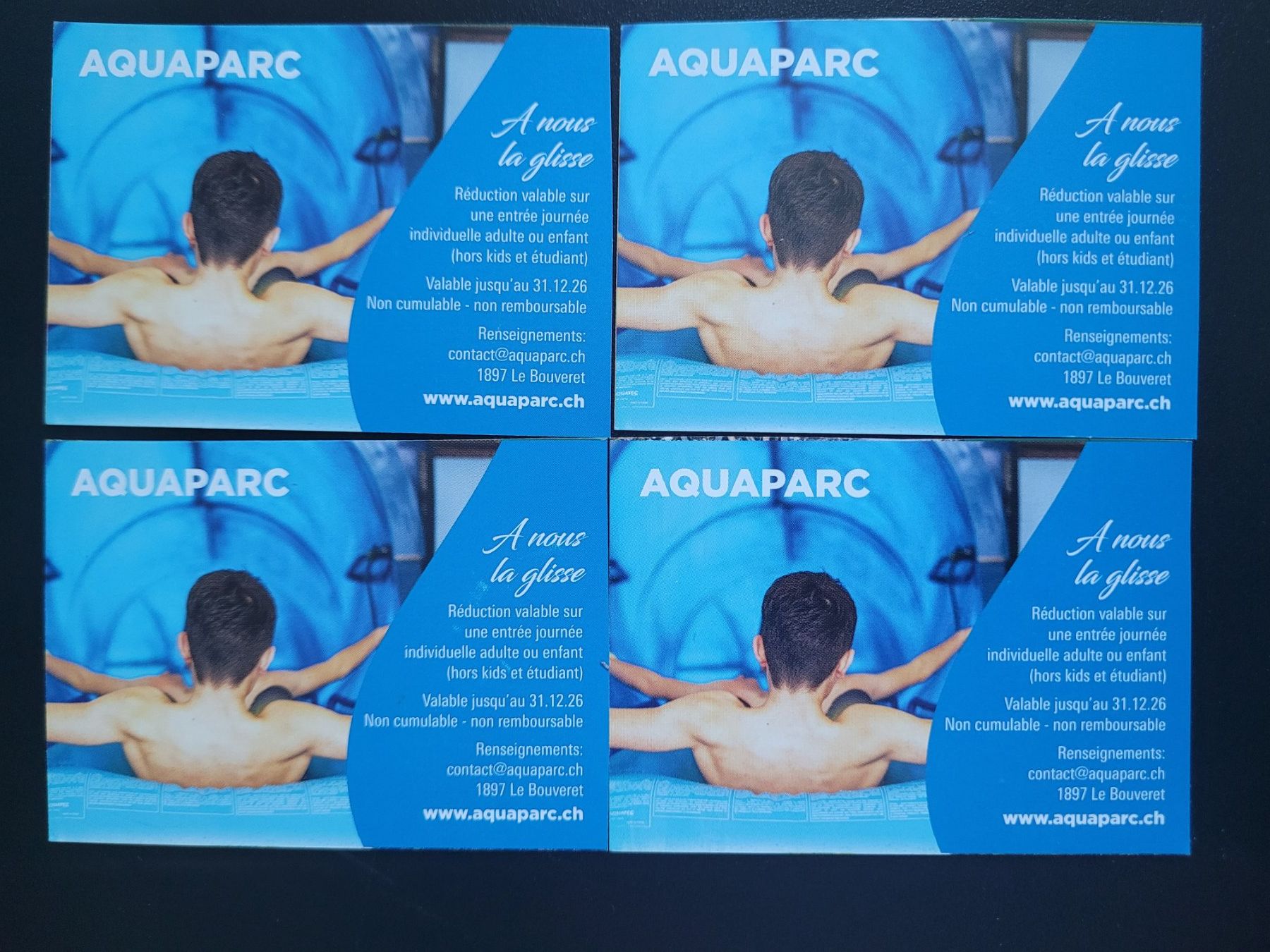 Buoni: 4 bons de réduction Aquaparc – Nuovo e nell'imballaggio originale da St-Maurice venduto da happy.family 1