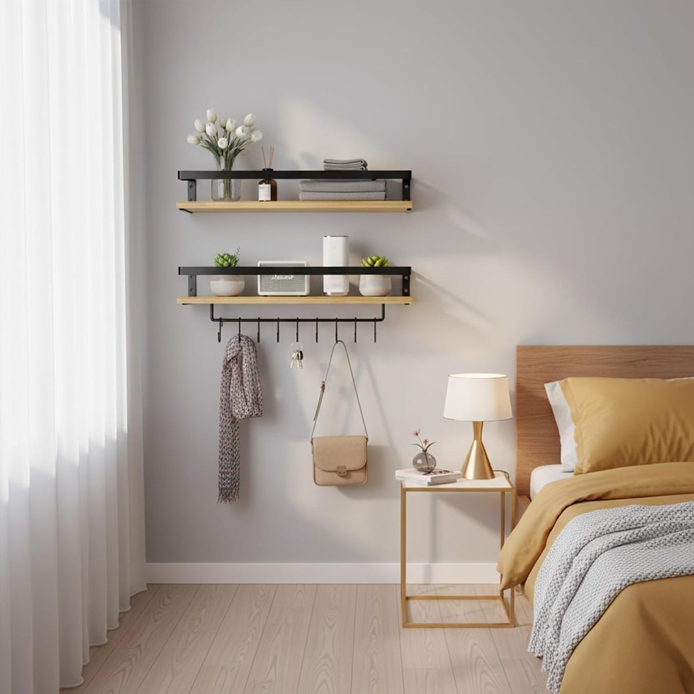 Scaffali: Wandregal Holz 2er Set mit Handtuchhalter braun – Nuovo e nell'imballaggio originale da Dietikon venduto da Abverkauf10 6
