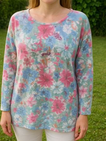 Pullover Gr. S Blumen Flauschig Bequem kuschelig Boutique 60
