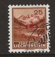 1935 : FL Dienstmarke Nr. 15, Aufdruck rot, KP 160.--