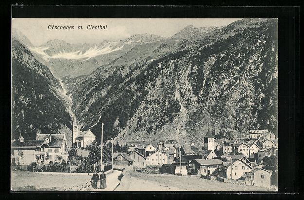 Cartes postales: AK Göschenen, Ortsansicht mit Rienthal – D'occasion à Berlin par bartko-reher