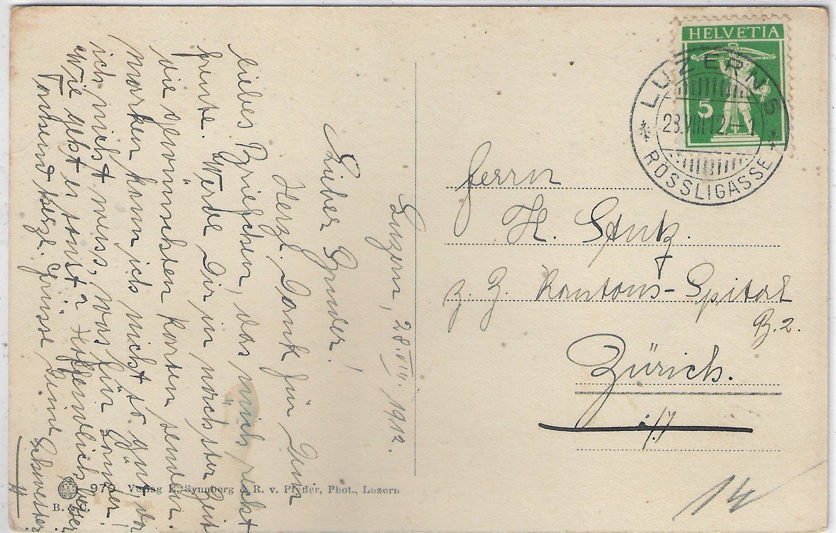 Cartoline postali: Luzern - Nationalquai - Litho – Usato da Ettingen venduto da Kartenplanet 1