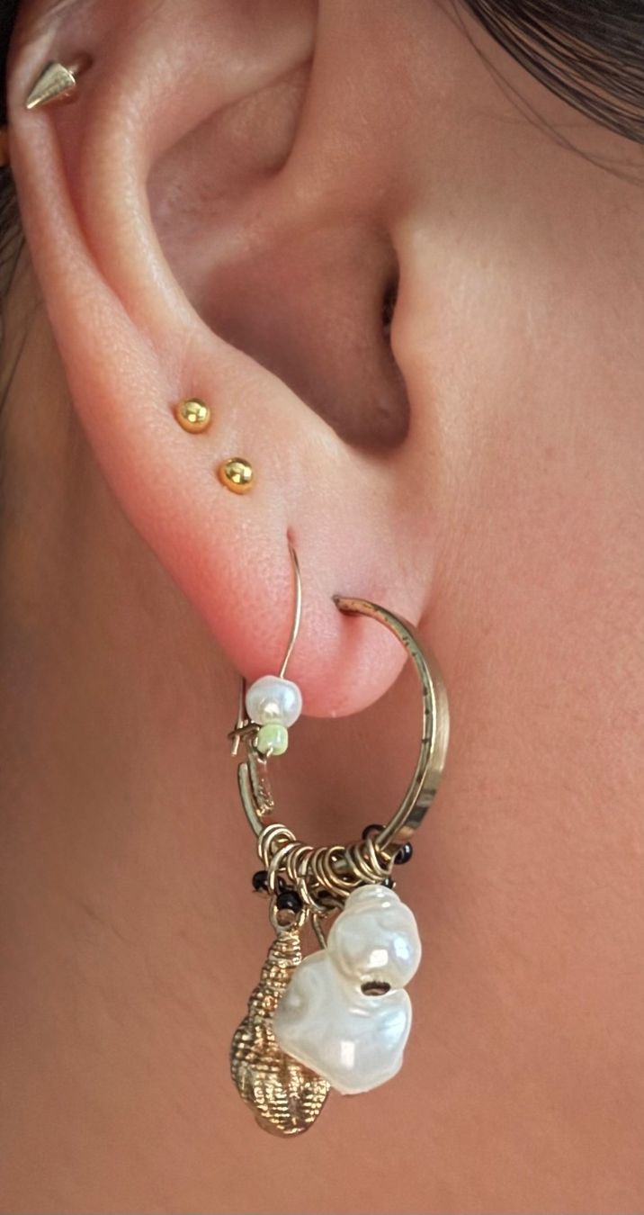 Ohrringe & -stecker: Hoop earrings with pearl and shell design – Gebraucht aus Zürich von kri_zhv2 1