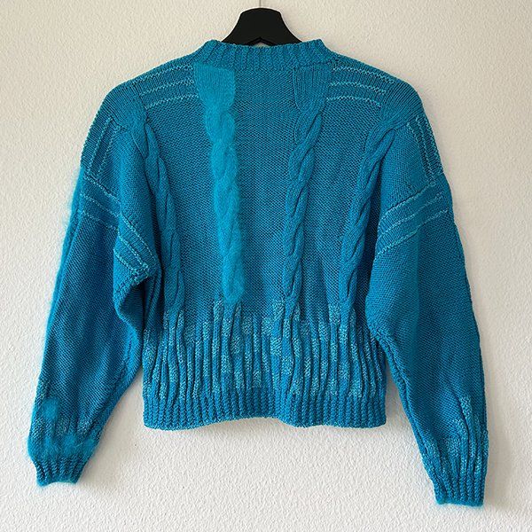 Pullover & Sweatshirts: PETROL | Handgestrickter Pullover S | Strickpulli Zopfmuster – Gebraucht aus Engelburg von Rmueller 4