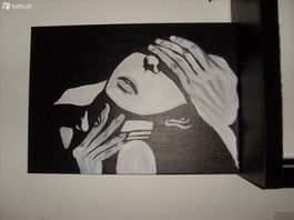 dipinto coppia innamorati bianco nero