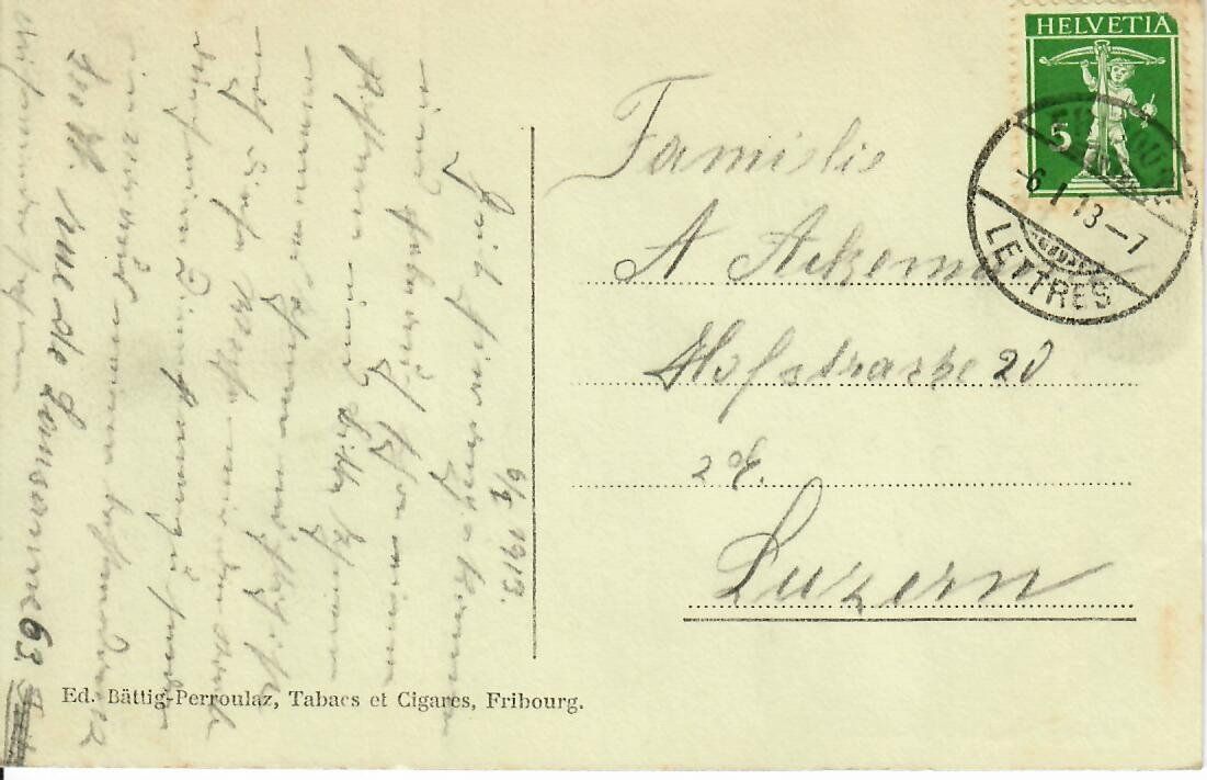 Cartoline postali: Fribourg, Place du Tilleul – Usato da Hochdorf venduto da Ziegel-16 1