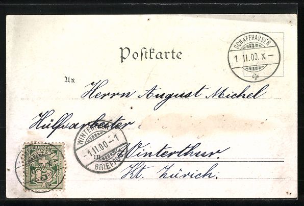 Cartoline postali: Litho Schaffhausen, Ortsansicht, Munoth – Usato da Berlin venduto da bartko-reher 1