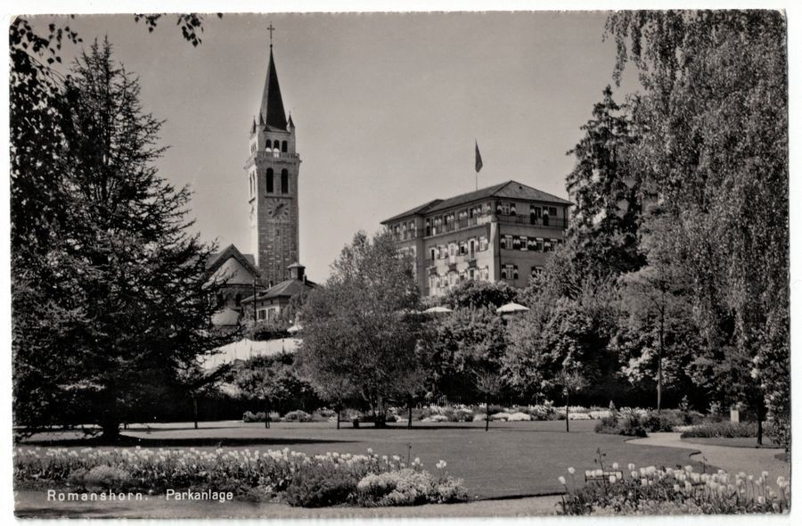 Cartoline postali: Romanshorn, Parkanlage, um 1945 – Usato da Frauenfeld venduto da POML