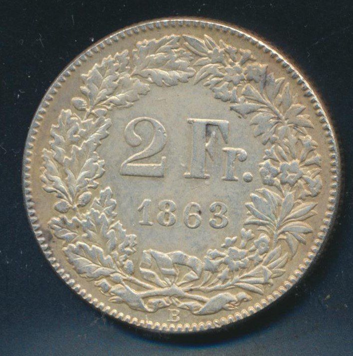 Tutti le monete: 2 Fr. 1863 ss – Usato da Roggwil BE venduto da Stampdealer3