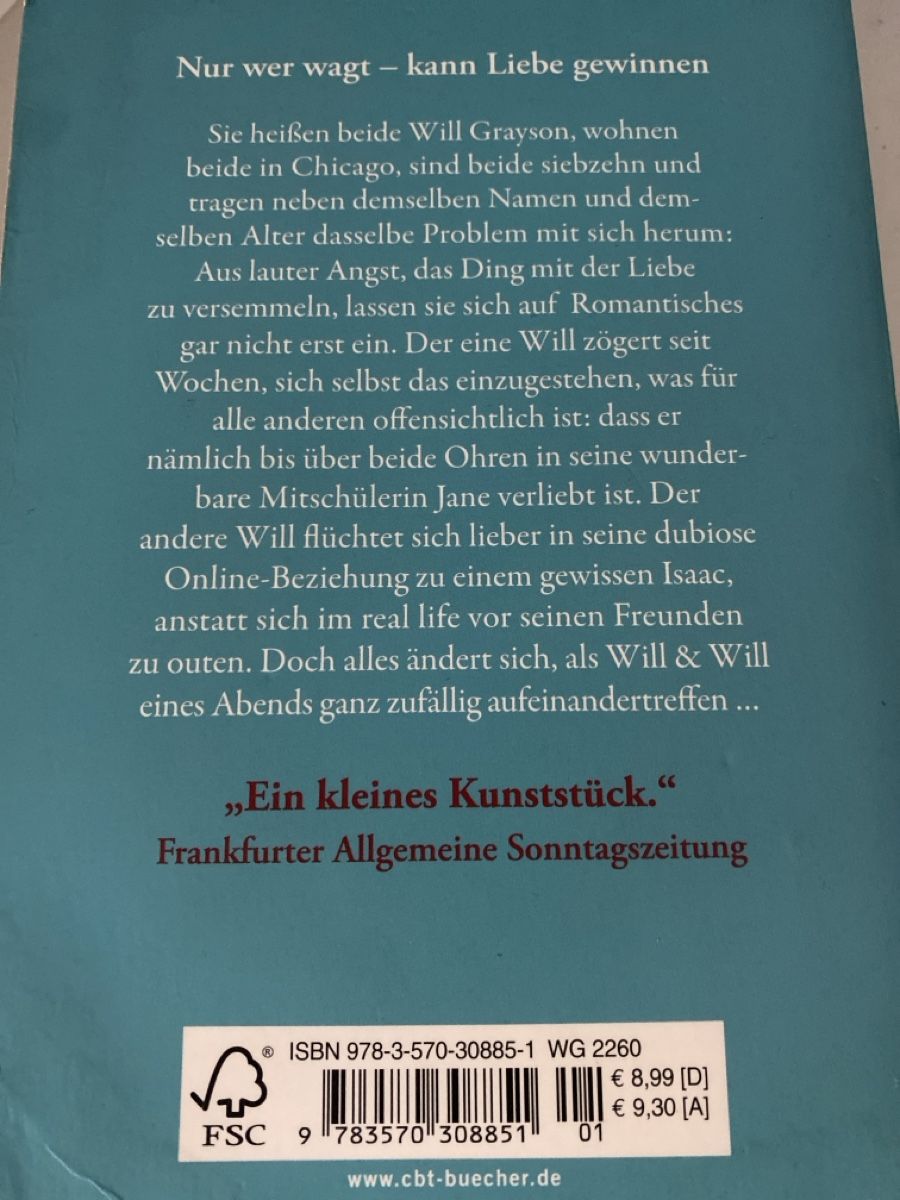 Libri: Buch Will&Will (John Green) – Nuovo (secondo la descrizione) da Oberengstringen venduto da yae_r67h 1