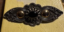 Vintage Trachten Brosche 925 Silber mit schwarzem Onyx 50er