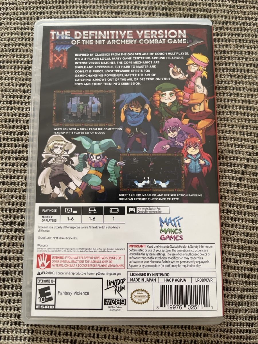 Giochi: Jeu Nintendo Switch TowerFall Limited Run NEUF – Usato da Vevey venduto da Antoine9 1