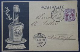 Schwarz illustr. Postkarte 'Maggi's...' mit ZNr. 60A Perfin