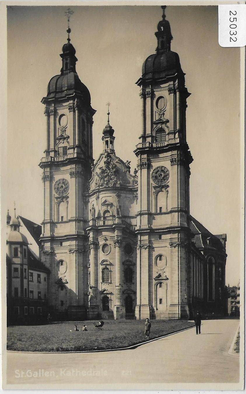 Cartoline postali: St. Gallen - Kathedrale - animee belebt – Antico da Ettingen venduto da Kartenplanet