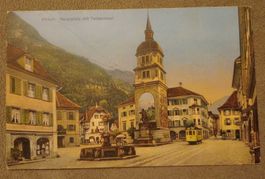 Postkarte / Altdorf Hauptplatz mit Telldenkmal - 1932