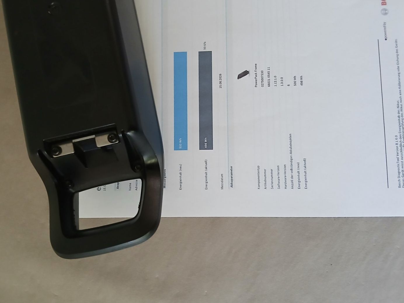 Bosch Akkus: Powerpack 500 Akku - 498Wh 99.6% mit Bosch Messbericht – Gebraucht aus Winterthur von .-thx-. 5