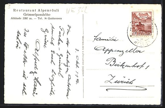 Cartoline postali: Grimselpass, Grimselpasshöhe, Totensee, – Usato da Berlin venduto da bartko-reher 1
