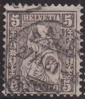 Sitzende Helvetia 5 Rp. ABART: 45.DPII, Befund+++ SBK 1600.-