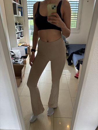H&M Schlaghose Leggins gerippt beige Grösse XS ungetragen