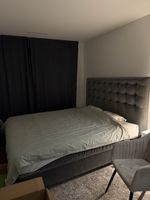 Bett mit Kopfteil dunkelgrau Samt Grösse 180x200 cm
