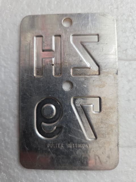 Sachs Schilder: Velonummer ZH 79 Mofanummer gelb plaque Mofa – Gebraucht aus Schenkon von Uhu007 1