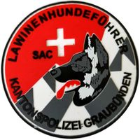 Lawinenhund SAC Kantonspolizei Graubünden mit Klett.