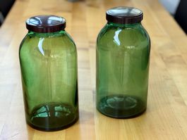 2 Bülacher Gläser Deckel Bakelit Vorrats Glas grün 5 L Vase