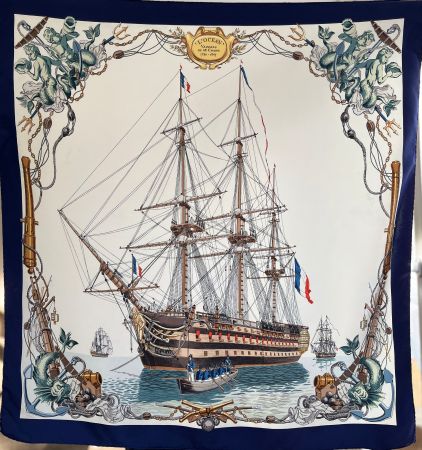 Carré Hermès "L'Ocean" Vintage pour collectionneurs