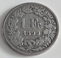 1 Fr. Helvetia 1899 Silber gute Erhaltung