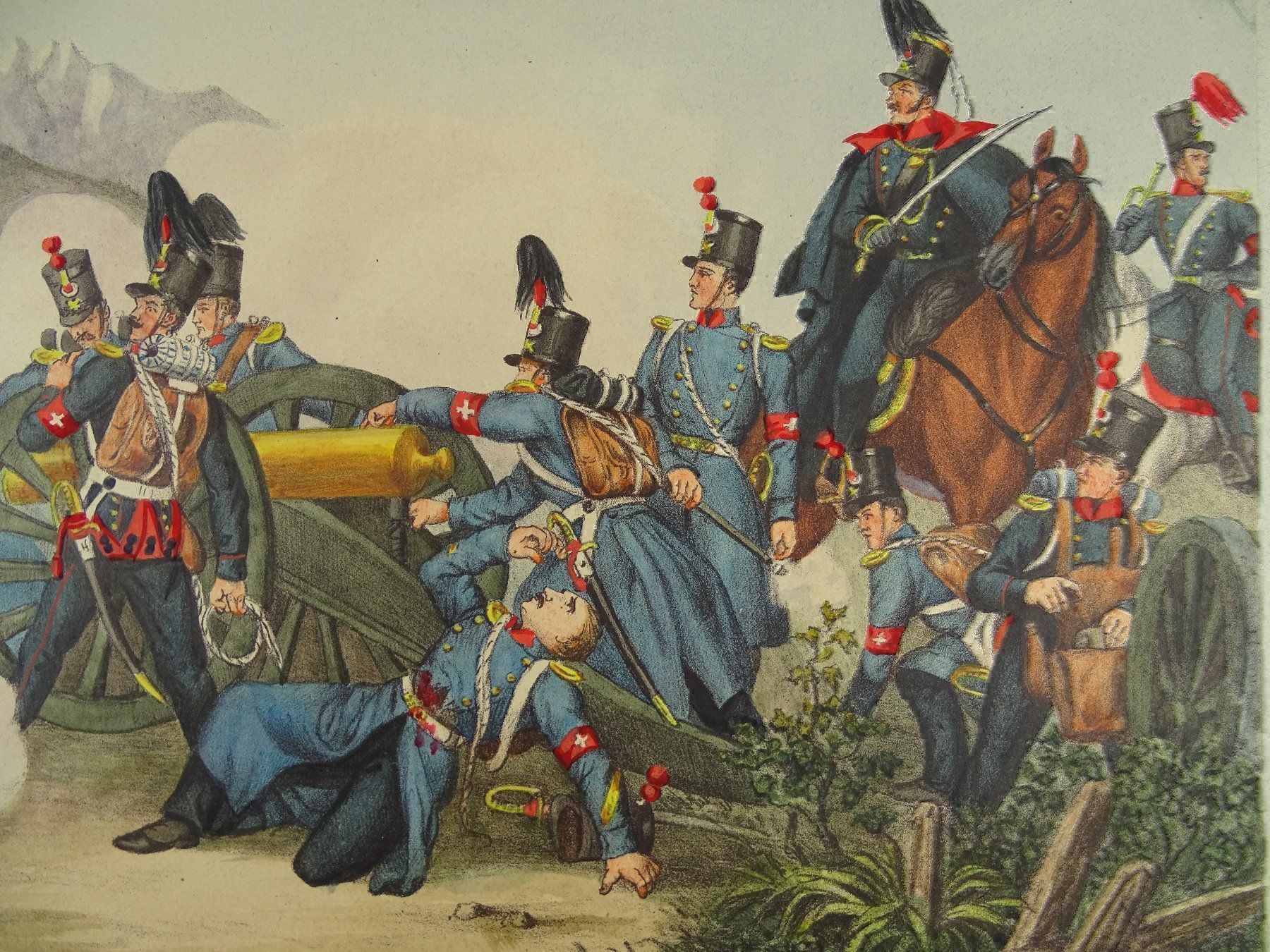 Grafica & Litografie: SOLOTHURNER MILIZEN LITHOGRAPHIE UM 1890 – Usato da Grüningen venduto da Kartensammler 4