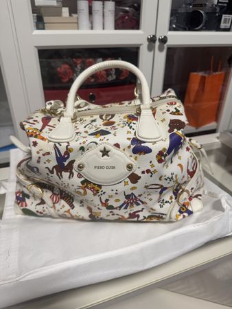 Piero Guidi Handbag, White, Patterned, Like New