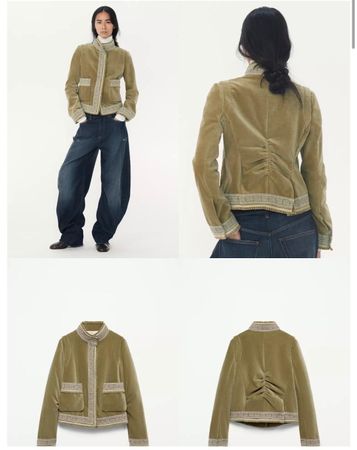 Neu Zara  Samt Jacke, olivegrün!