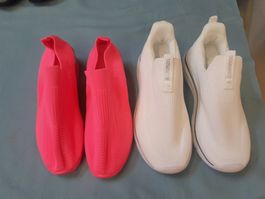 2 PAAR STOFFSCHUHE GRÖSSE 39 PINK UND WEISS NEU