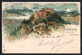 Litho Uetliberg, Hotel Uto Kulm und Auss
