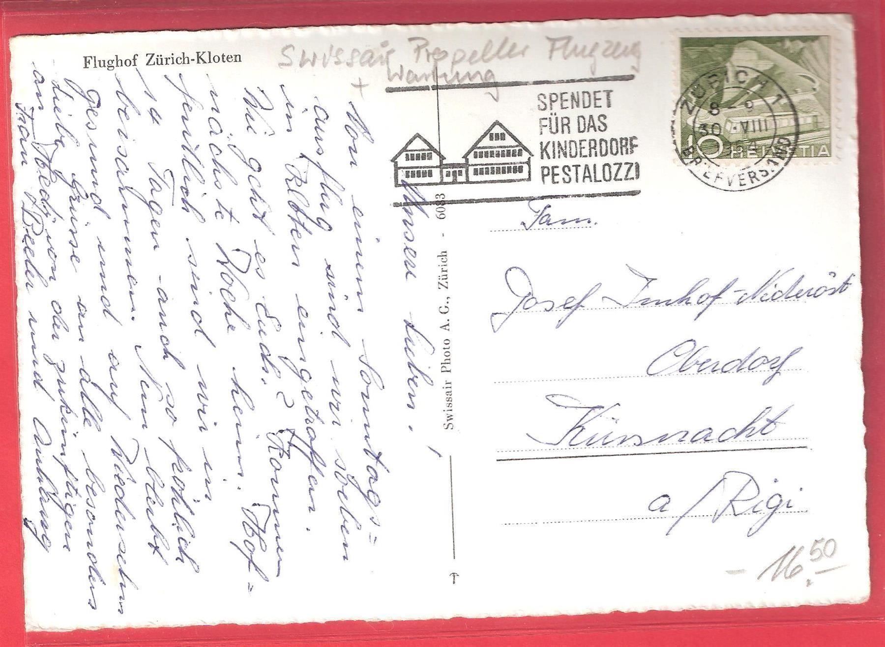 Cartoline postali: 30.8.54 Swissair Propellerflugzeug/Wartung/Check – Usato da Zürich venduto da Hagliweg 2