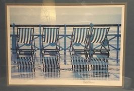 Lithographie Signiert Philip Dunn "Strand“ gerahmt