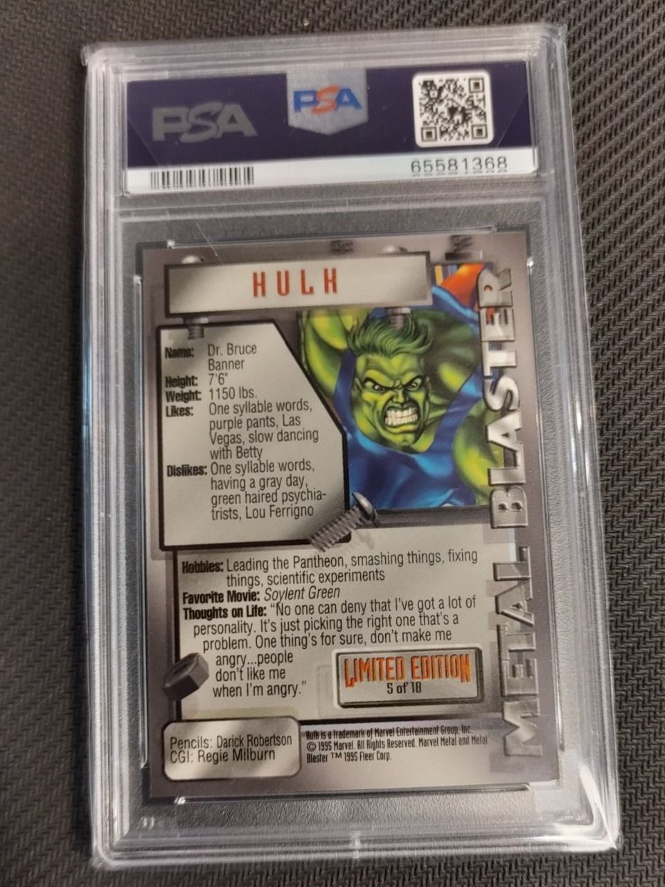 Marvel Sammelbilder & Trading cards: Hulk Metal Marvel Avengers PSA 8, 1995 – Neu (gemäss Beschreibung) aus Schüpfen von RetroSteelix 1
