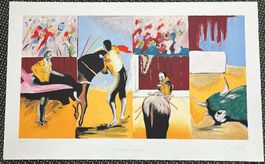 Lithografie, der Stierkampf von Rudy Schwizgebel  (ID b4663)