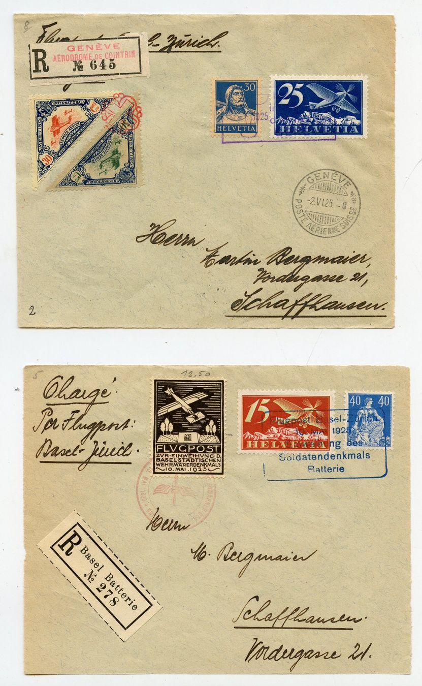 Tutti i francobolli: 4 Flugbrief-VORDERSEITEN - Flugmarken/Vignetten – Usato da Steffisburg venduto da Sorbas