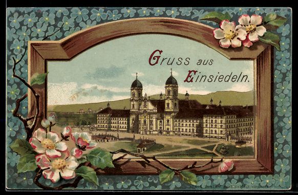 Cartoline postali: Litho Einsiedeln, Kloster im Passepartou – Usato da Berlin venduto da bartko-reher