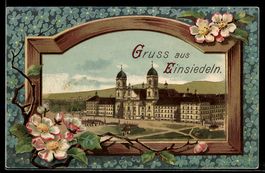 Litho Einsiedeln, Kloster im Passepartou