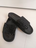 🤩THE WHITE BRAND SANDALEN SCHWARZ GLITZER & GUMMISOHLE