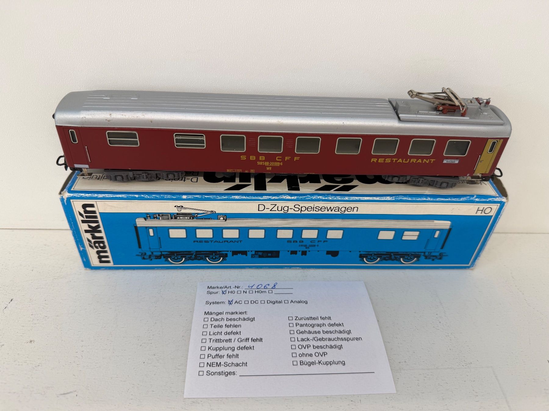 Märklin Modelleisenbahnen: 4068 Märklin Speisewagen der SBB – Gebraucht aus Büsserach von ModellbahnDepot 8