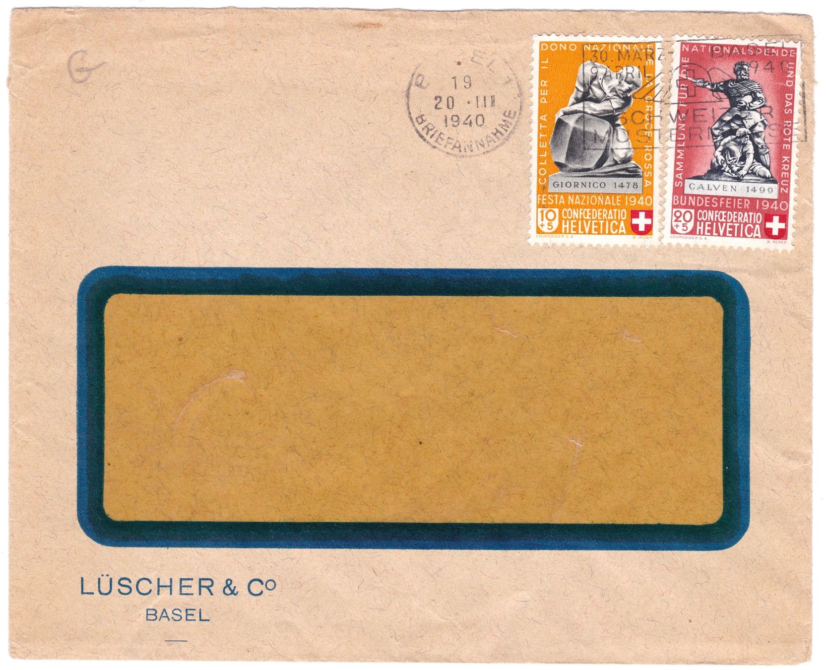 Tutti i francobolli: Ersttagsstempel Basel, PP Bundesfeier B4+5 20.III.1940 – Usato da Basel venduto da riobar