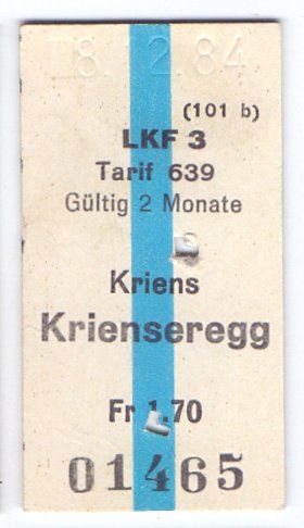 Biglietti: Billette Kriens - Krienseregg – Usato da Langenthal venduto da Sammlungs_aus